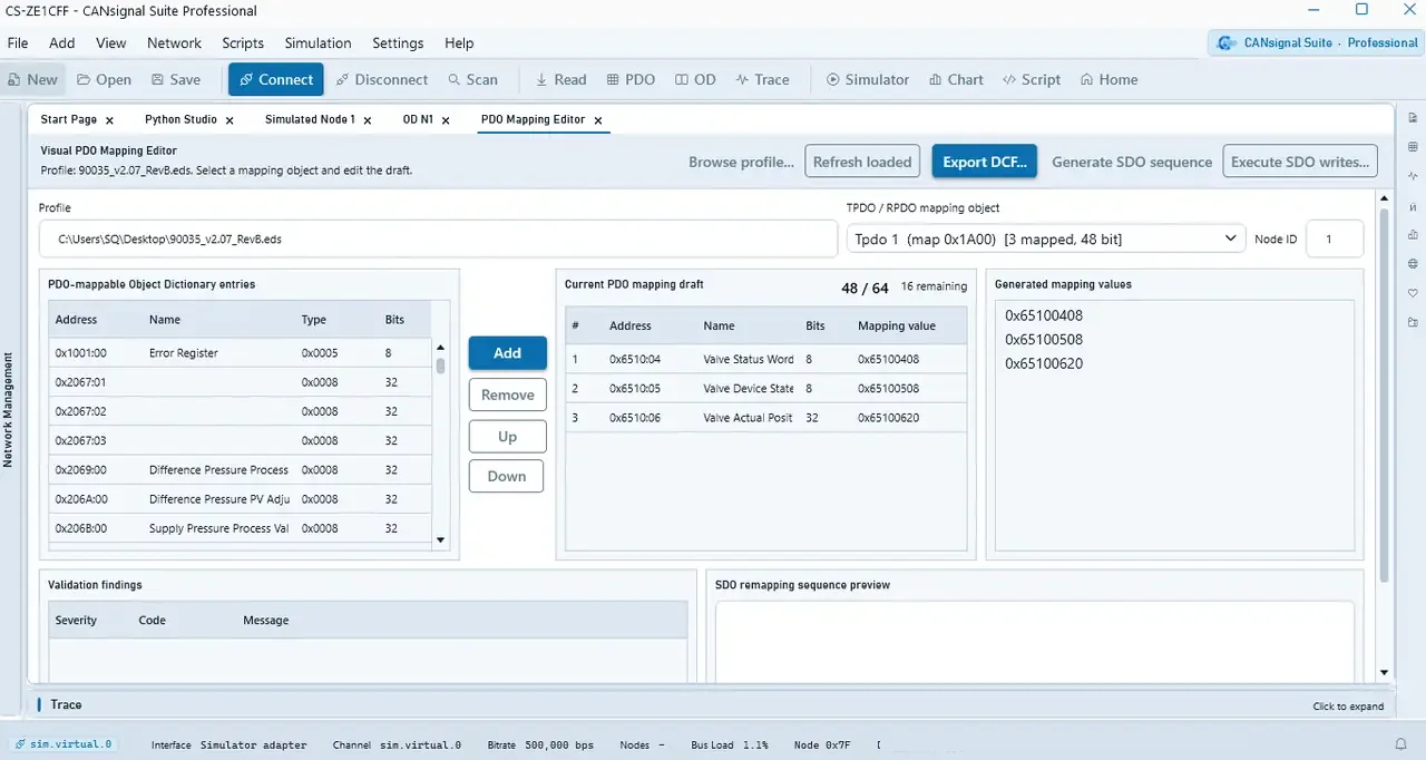 PDO Mapping Editor