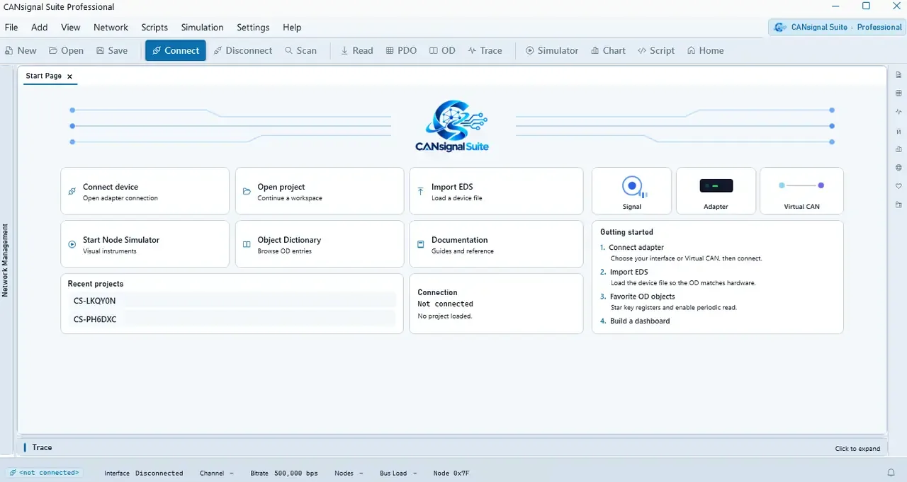 CANsignal Suite open on a Windows desktop